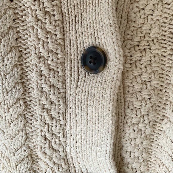 L.L.Bean Signature Cotton Fisherman Short Cardigan in Beige - Picture 6 of 10